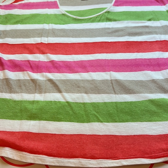 Liz Claiborne Sleeveless/Short Sleeve Multi Colored Striped Crew T-shirt XL NWOT - Picture 4 of 6